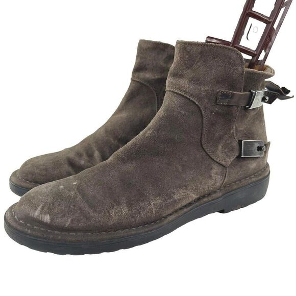 Alberto Fermani MORO Women's Biker Boot US 7.5 Olive Suede Monk Strap Booties - Picture 1 of 9